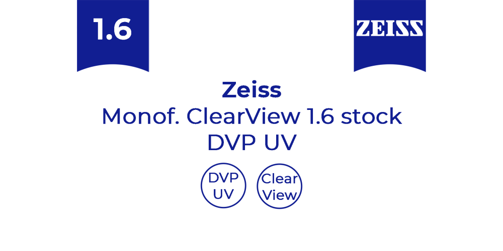Оптична лінза для окулярів Zeiss Monof. ClearView 1.6 stock (DVP UV) 