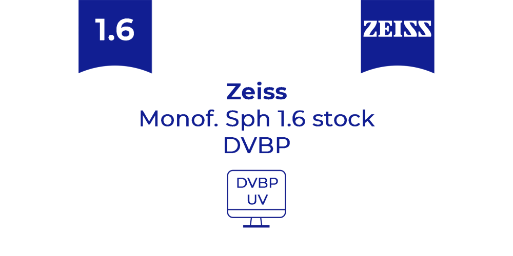 Оптична лінза для окулярів Zeiss Monof. Sph 1.6 stock (DVBP UV)