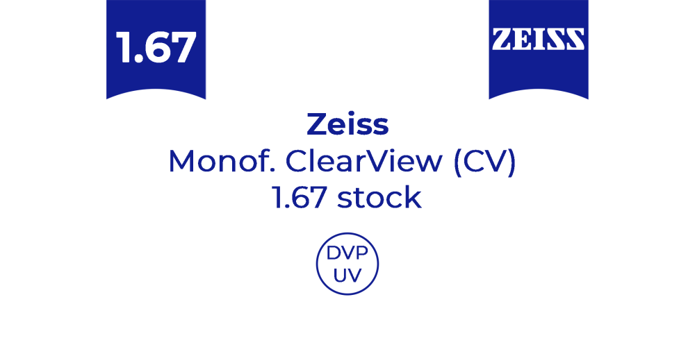 Оптична лінза для окулярів Zeiss Monof. ClearView 1.67 stock (DVP UV) 