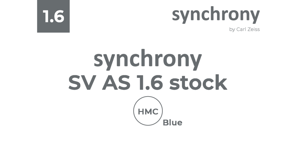 Оптична лінза для окулярів synchrony by Carl Zeiss SV AS 1.6 stock (HMC Blue)
