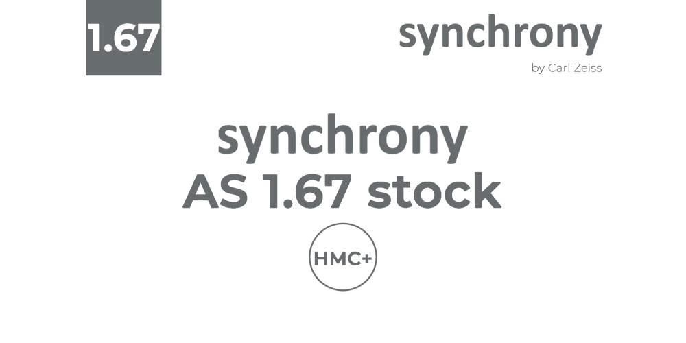 Оптична лінза для окулярів synchrony by Carl Zeiss AS 1.67 stock (HMC+)