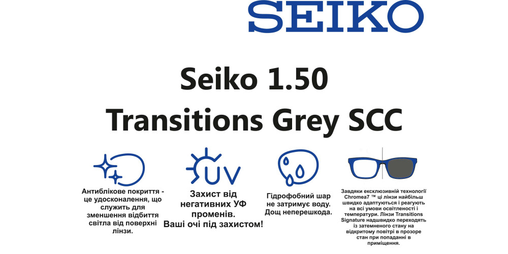 Оптична лінза для окулярів Seiko 1.50 Sensity 2 SRC-One Brown/Grey