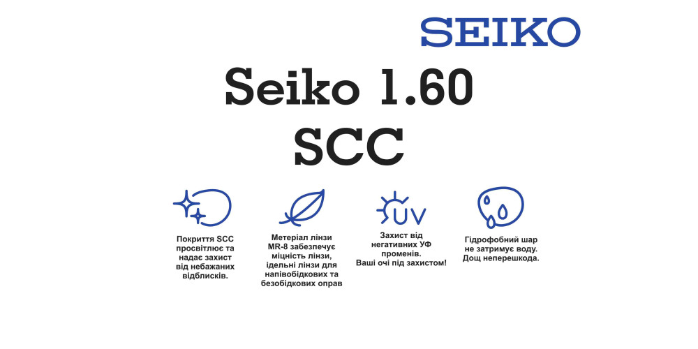 Оптична лінза для окулярів Seiko 1.60 SCC