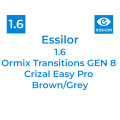 Оптична лінза Essilor 1.6 Ormix Transitions GEN 8 Crizal Easy Pro Brown/Grey