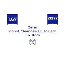 Оптична лінза для окулярів Zeiss Monof. ClearView 1.67 BlueGuard stock DVP