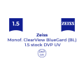 Оптична лінза для окулярів Zeiss Monof. ClearView BlueGuard (BG) 1.5 Sph stock DVP