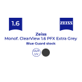Оптична лінза для окулярів Zeiss Monof. ClearView 1.6 PFX Extra Grey BlueGuard stock DVP