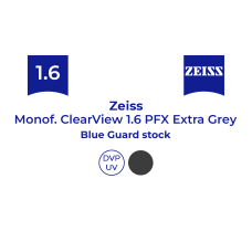 Оптична лінза для окулярів Zeiss Monof. ClearView 1.6 PFX Extra Grey BlueGuard stock DVP