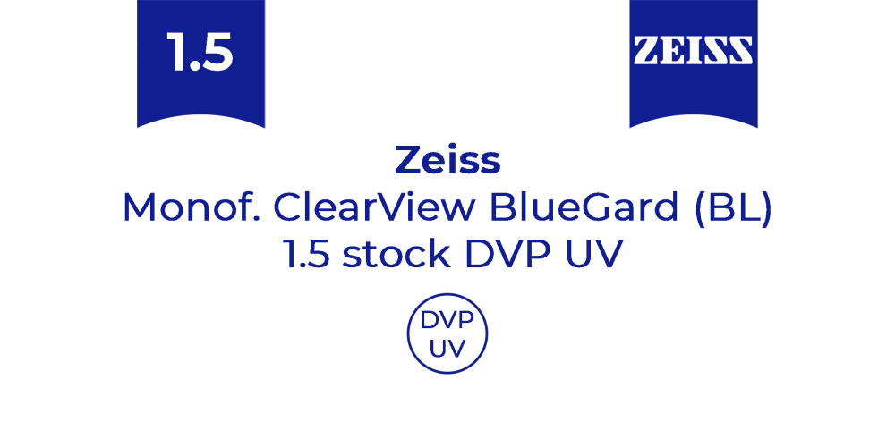 Оптична лінза для окулярів Zeiss Monof. ClearView BlueGard (BL) 1.5 stock